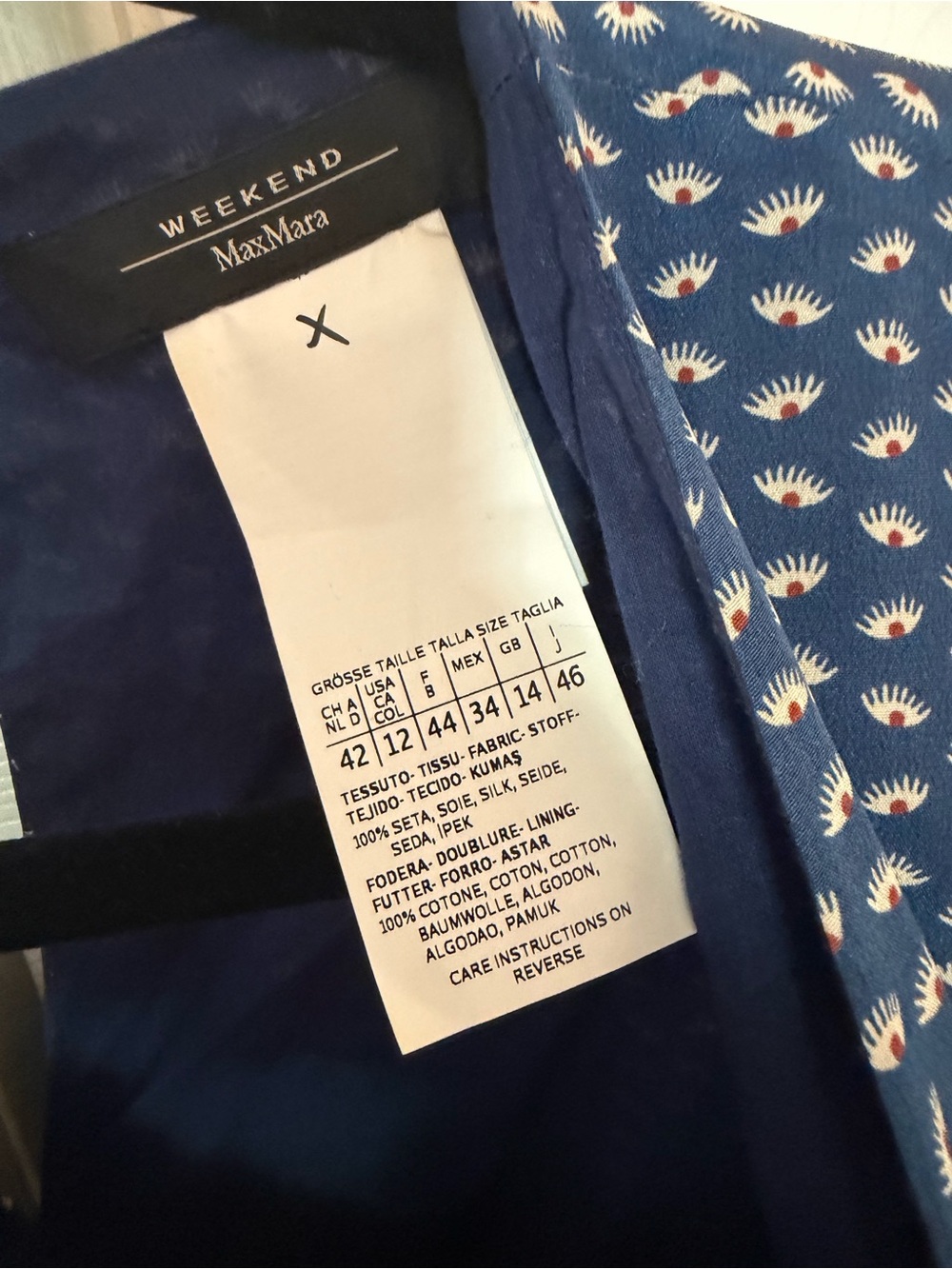 MaxMara Navy Patterned V-Neck Cap-Sleeve Maxi Dress - Picture 2 of 4